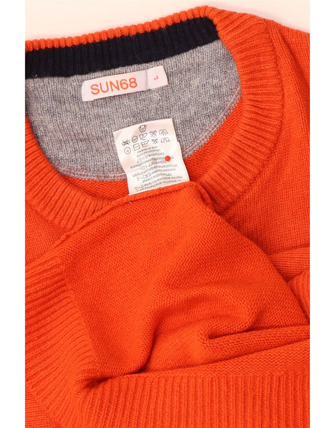 Suéter feminino Sun68 com gola redonda, tamanho UK 16, grande, lã laranja