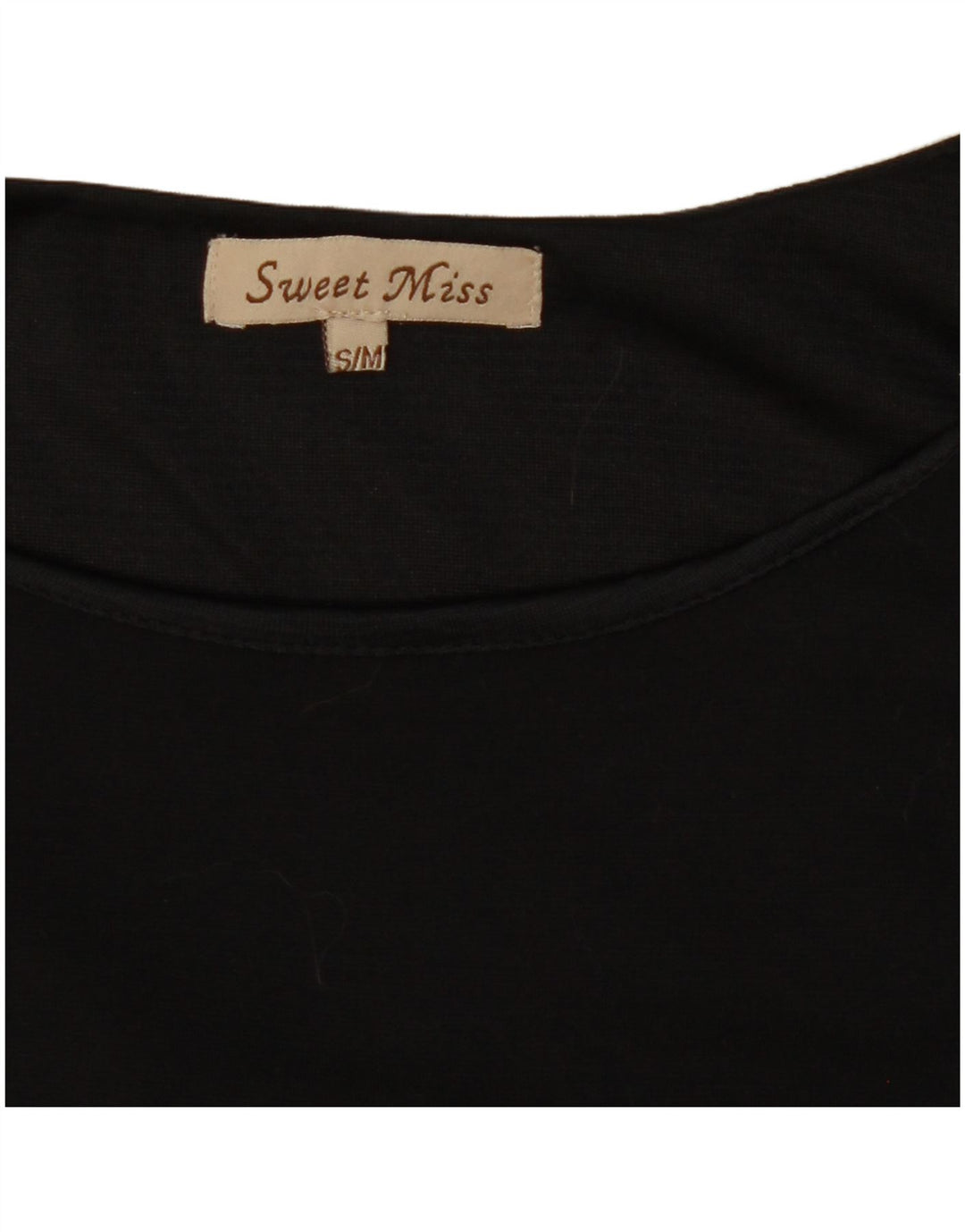 Vestido básico feminino vintage manga 3/4 Reino Unido 10 pequeno preto geométrico de lã