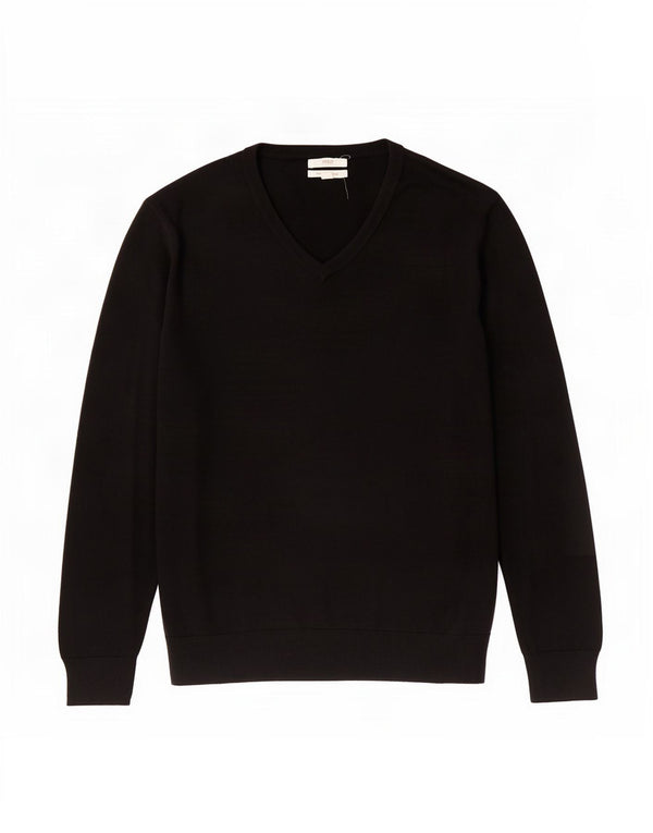 Marks & Spencer Mens V-Neck Jumper Sweater XL Black Cotton