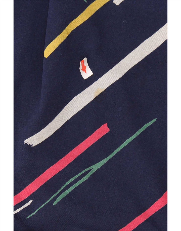 Vestido vintage feminino evasê IT 42 poliéster listrado azul marinho médio