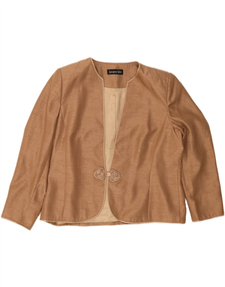 Jaqueta blazer feminina Jacques Vert com 1 botão Reino Unido 22 3XL poliéster bege