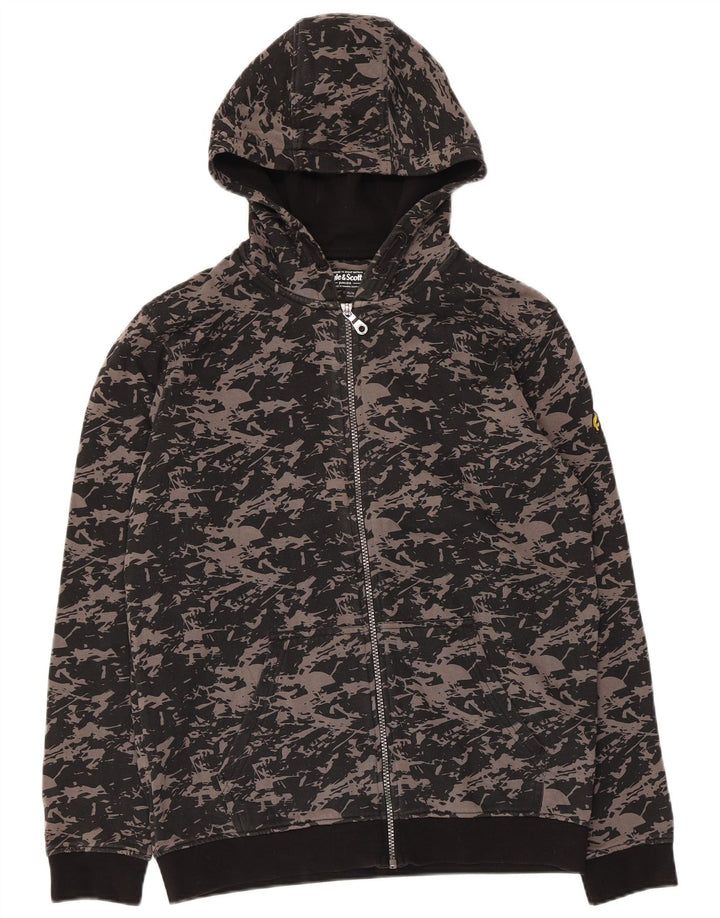Lyle & Scott Suéter masculino com capuz e zíper com estampa abstrata 15-16 anos preto