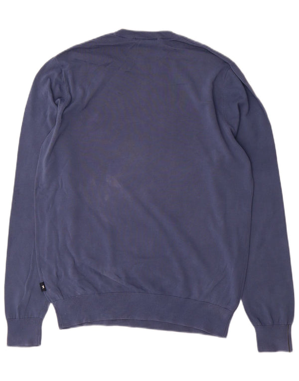 Suéter masculino Jaggy com gola redonda e algodão azul médio