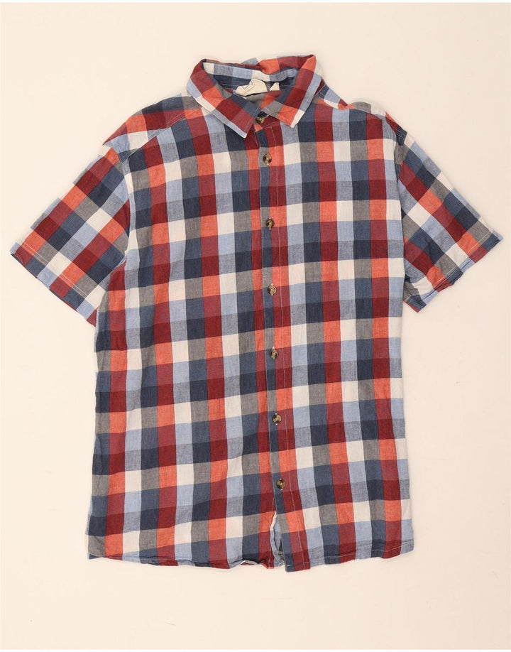 Camisa masculina de manga curta Mountain Warehouse grande algodão xadrez multicolorido