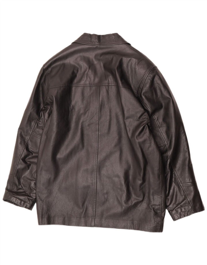 antros Jaqueta blazer masculina de couro com 3 botões Reino Unido 40 grande couro preto