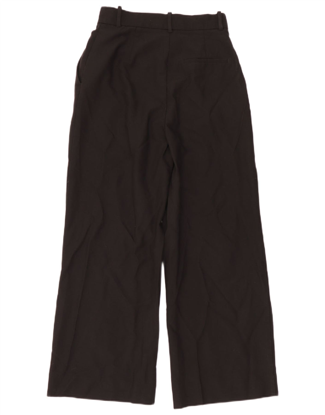 Zara Calça feminina de perna larga pequena W26 L28 poliéster preto