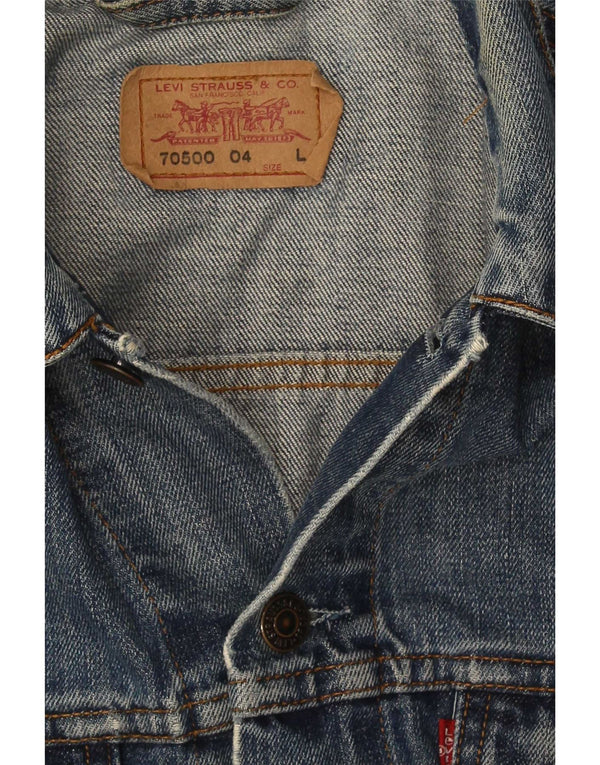 Jaqueta jeans feminina Levi's UK 14 grande algodão azul