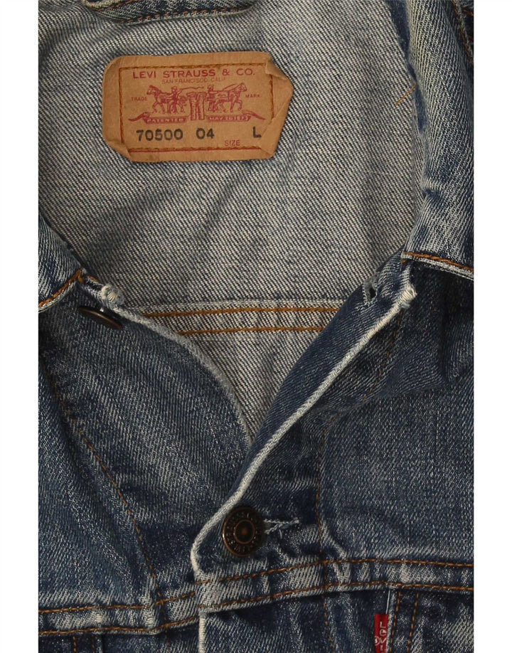Jaqueta jeans feminina Levi's UK 14 grande algodão azul