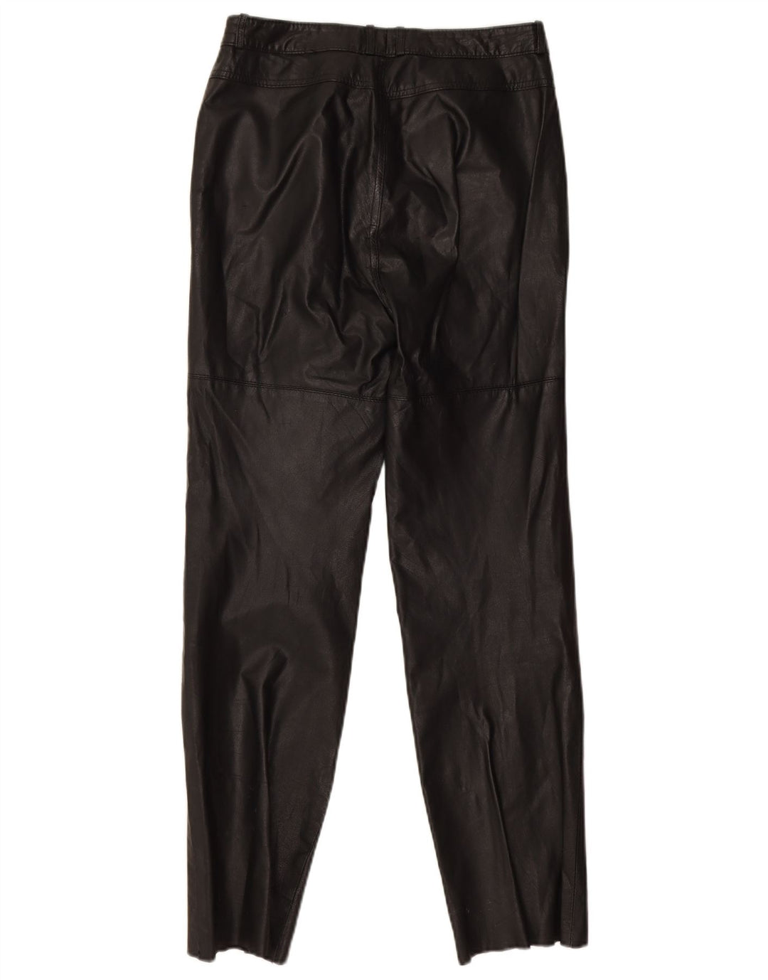 Calça feminina de couro slim Golden Leaf W26 L28 preta