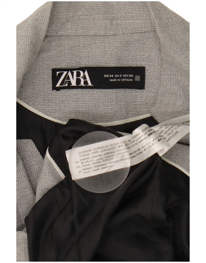Jaqueta blazer feminina Zara com 1 botão EU 34 2XS cinza poliéster