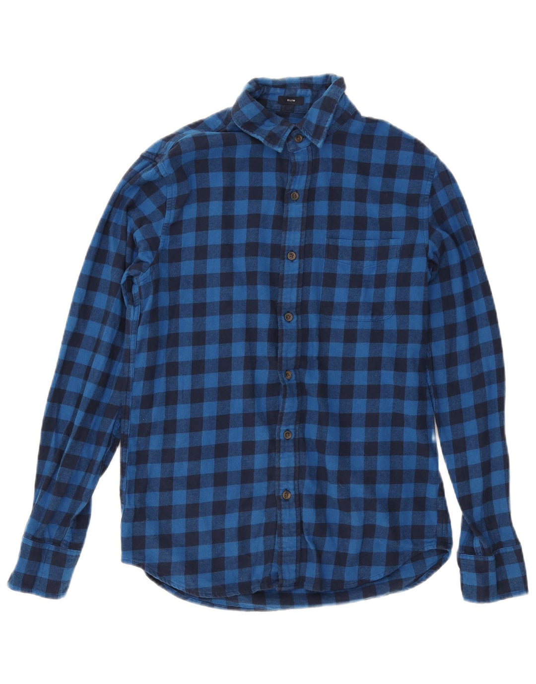 J. CREW Camisa masculina de flanela fina pequena algodão guingão azul marinho