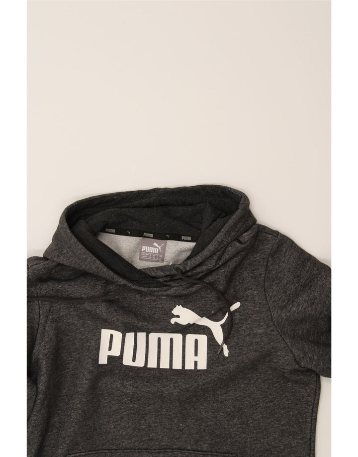 PUMA Womens Graphic Hoodie Jumper UK 12 Medium  Grey Cotton Vintage Puma and Second-Hand Puma from Messina Hembry 