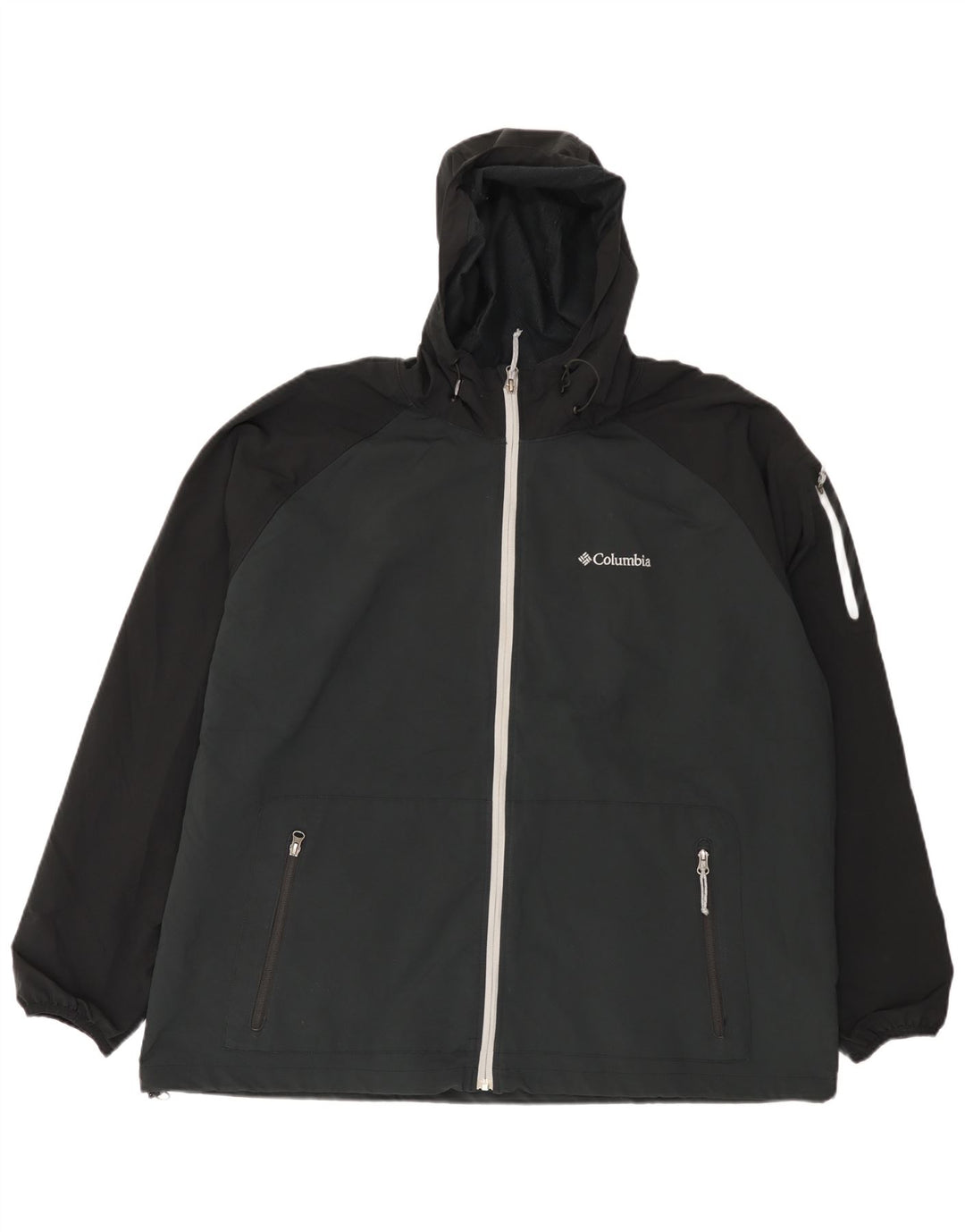 Columbia Mens Hooded Tracksuit Top Jacket 2XL Preto Colourblock Poliéster