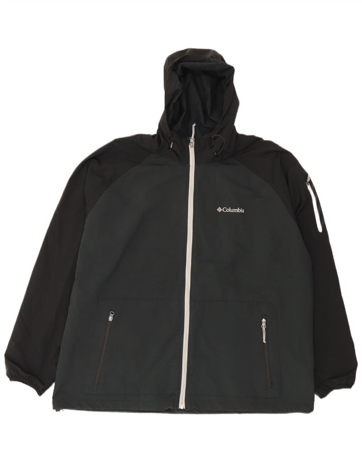 Columbia Mens Hooded Tracksuit Top Jacket 2XL Preto Colourblock Poliéster