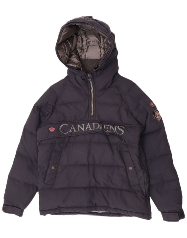 Jaqueta masculina Canadiens com capuz Anorak acolchoada UK 34 XS azul marinho algodão