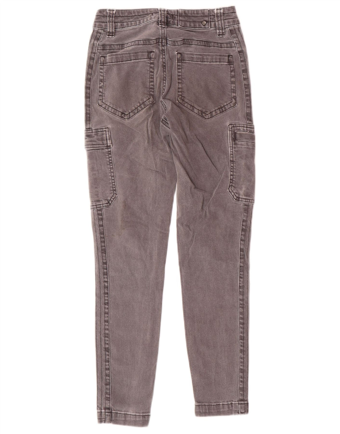 PRANA Calça jeans feminina cargo skinny EUA 0 XS W24 L26 algodão cinza