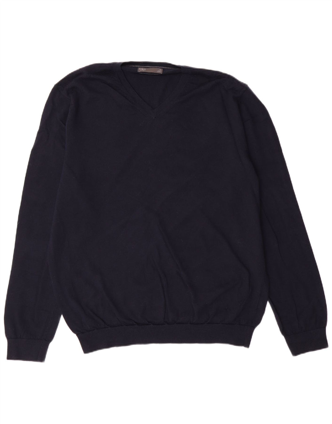 Suéter masculino MARKS & SPENCER com decote em V XL azul marinho clássico