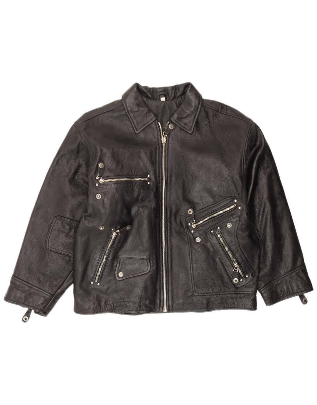 Jaqueta de couro masculina vintage EU 54 2XL couro preto