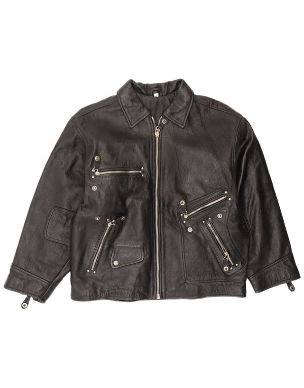 Jaqueta de couro masculina vintage EU 54 2XL couro preto