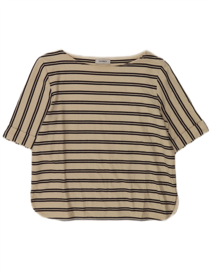 Blusa feminina Max & Co. UK 12 listrada branca média