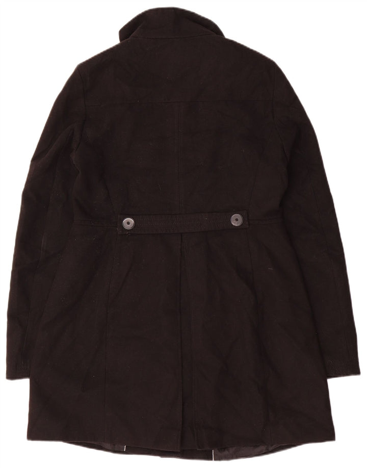 Casaco feminino Zara Trafaluc com peito duplo Reino Unido 14 grande poliéster preto