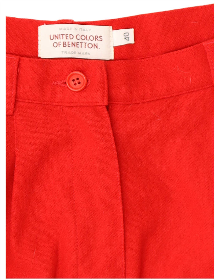 Shorts feminino casual de cintura alta da BENETTON IT 40 pequeno W24 lã vermelha