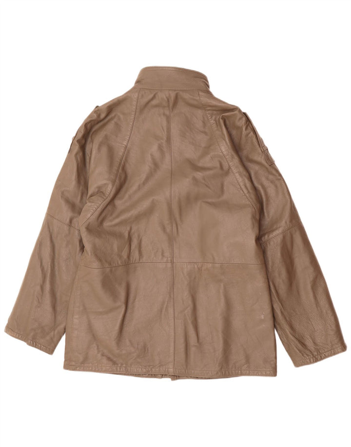 Jaqueta de couro militar masculina vintage UK 38 marrom médio