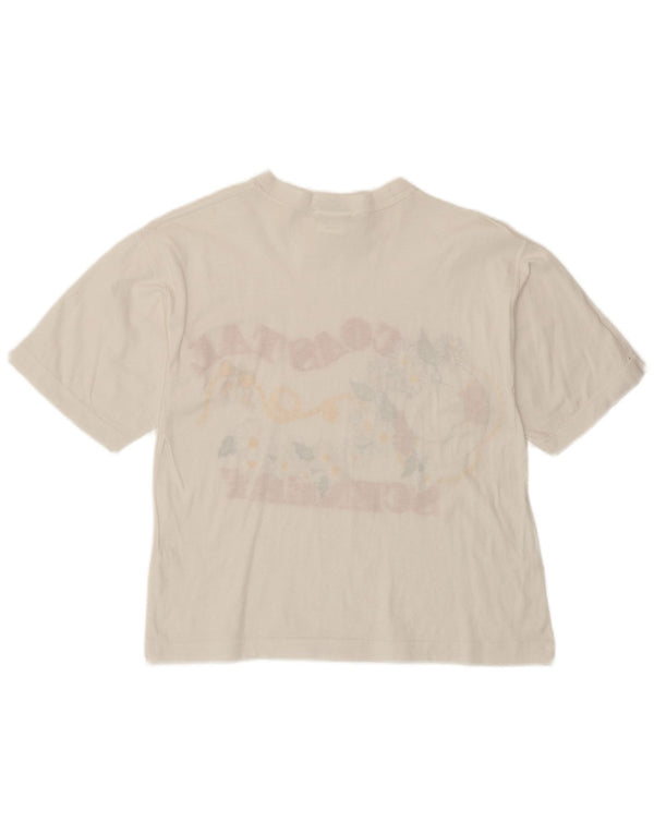 Camiseta feminina vintage com estampa gráfica UK 4 XS algodão branco tropical