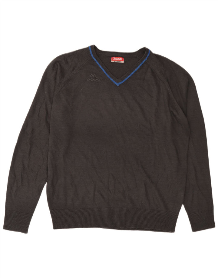 Suéter masculino KAPPA com decote em V cinza médio acrílico