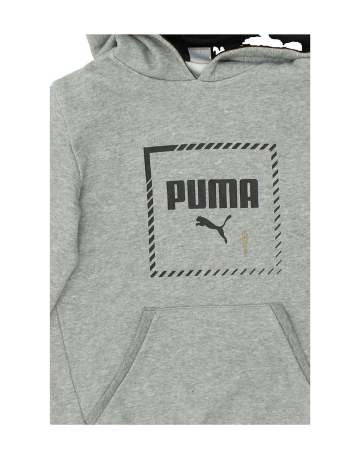PUMA Boys Graphic Hoodie Jumper 13-14 Years Grey Cotton | Vintage Puma | Thrift | Second-Hand Puma | Used Clothing | Messina Hembry 