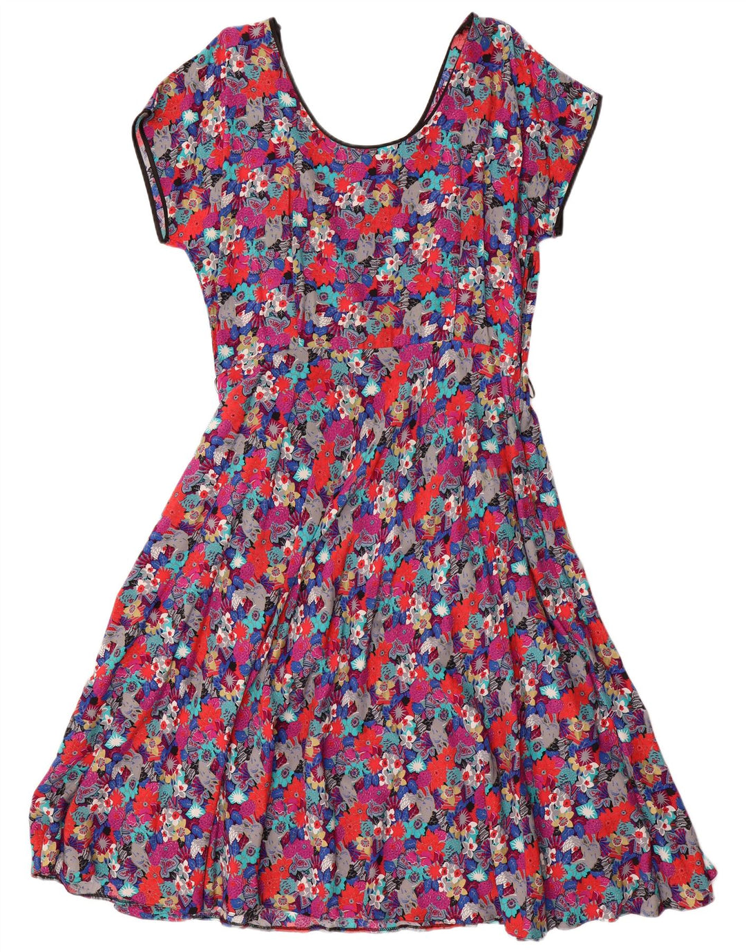Vestido feminino VINTAGE A-Line EU 44 XL multicolorido floral viscose