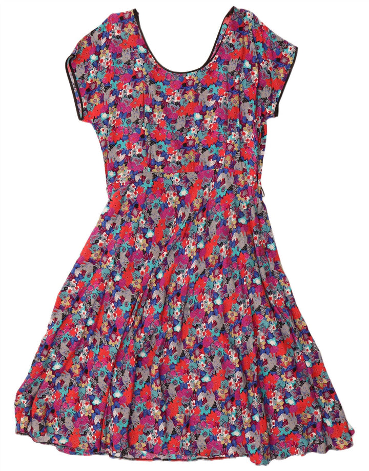 Vestido feminino VINTAGE A-Line EU 44 XL multicolorido floral viscose