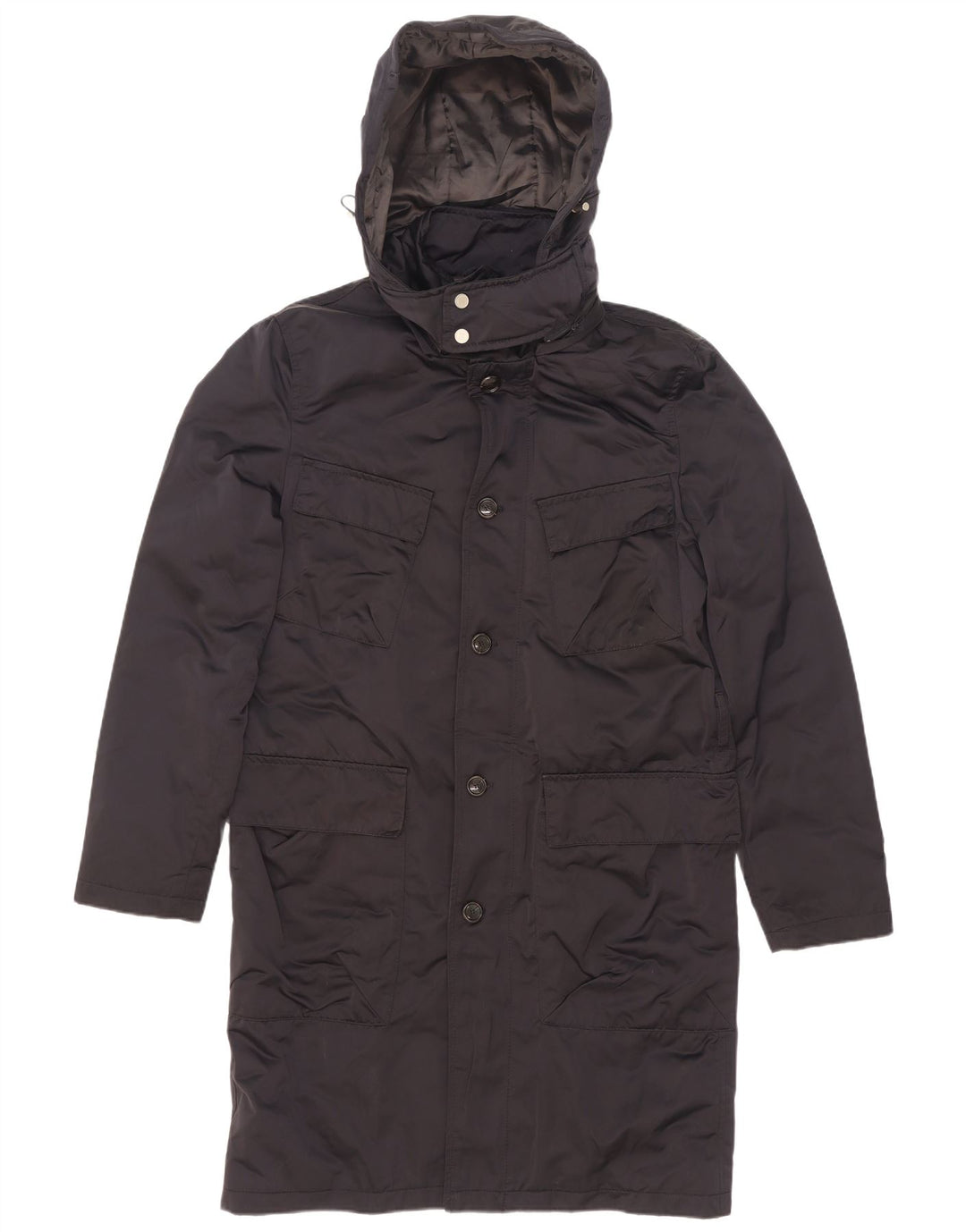 Casaco acolchoado com capuz masculino Zara UK 38 poliéster azul marinho médio