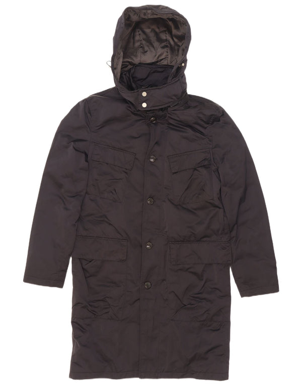Casaco acolchoado com capuz masculino Zara UK 38 poliéster azul marinho médio