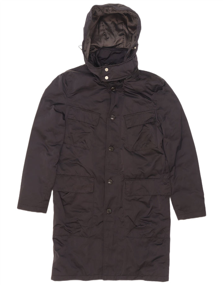 Casaco acolchoado com capuz masculino Zara UK 38 poliéster azul marinho médio