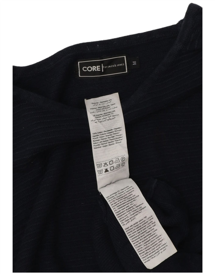 Jack & Jones Camiseta masculina de manga comprida média azul marinho algodão listrado