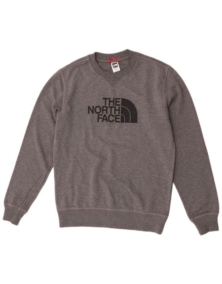 Moletom gráfico masculino The North Face, moletom pequeno cinza manchado de algodão