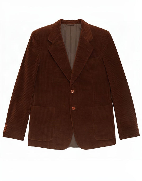 Corneliani Jaqueta blazer masculina de veludo cotelê com 2 botões IT 50 grande algodão marrom