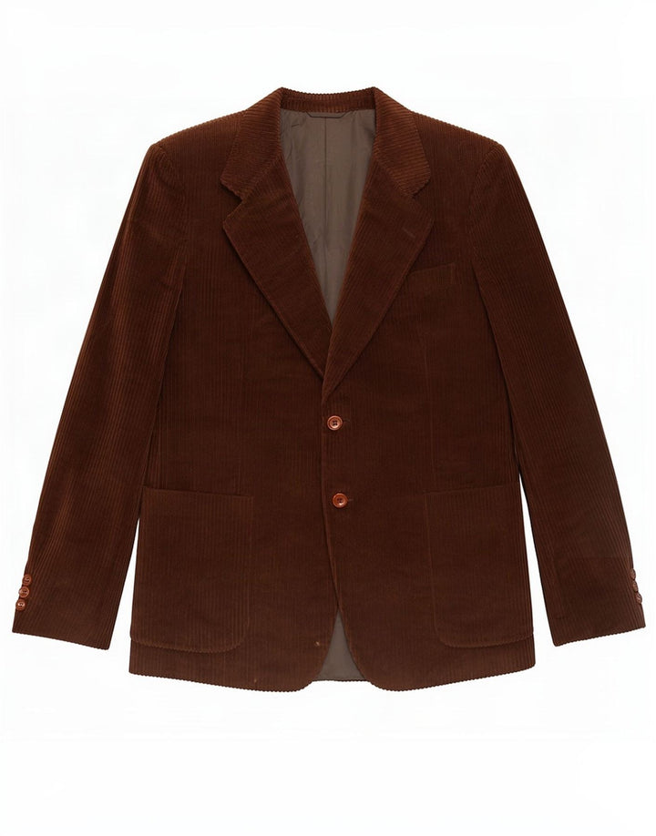 Corneliani Jaqueta blazer masculina de veludo cotelê com 2 botões IT 50 grande algodão marrom