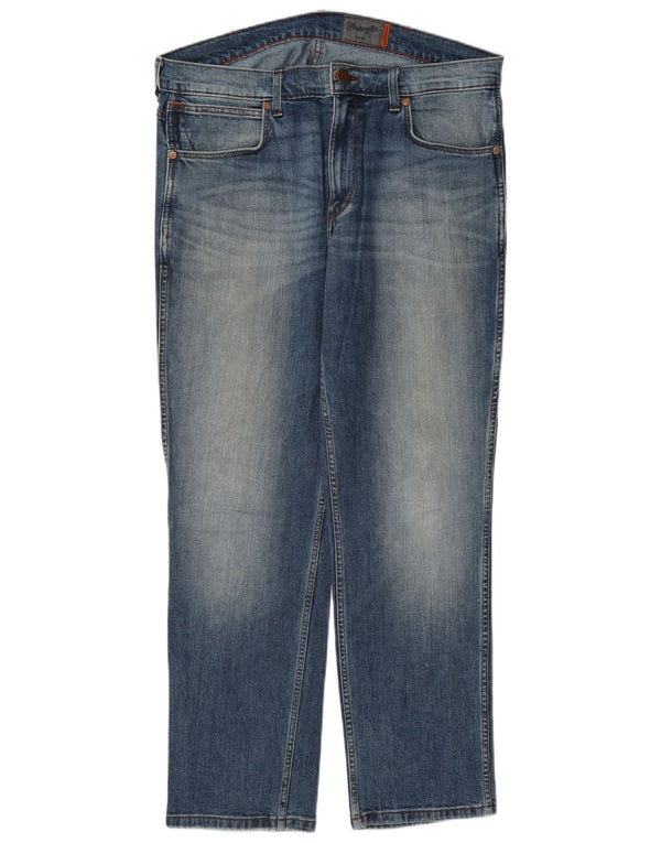 Wrangler Mens Greensboro Straight Jeans W36 L30 Azul Algodão