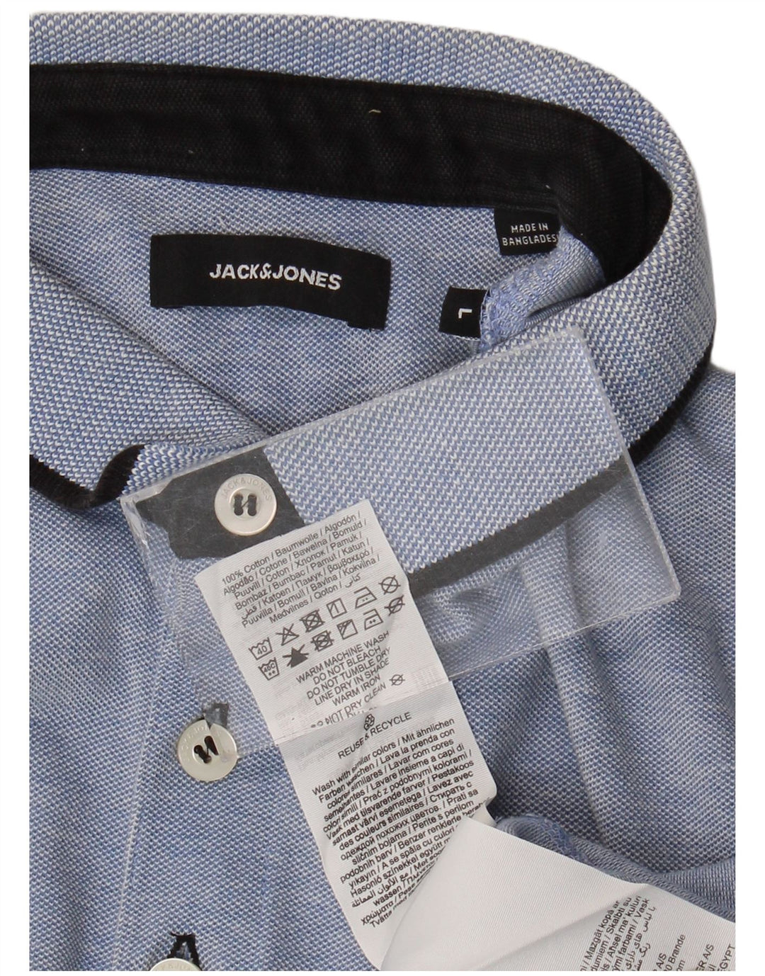 Camisa polo masculina Jack & Jones grande algodão azul