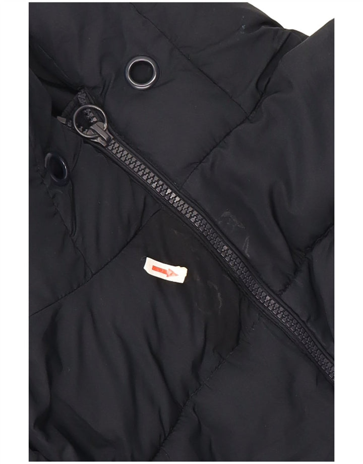 Jaqueta acolchoada com capuz e capuz feminino Zara UK 10 pequena azul marinho