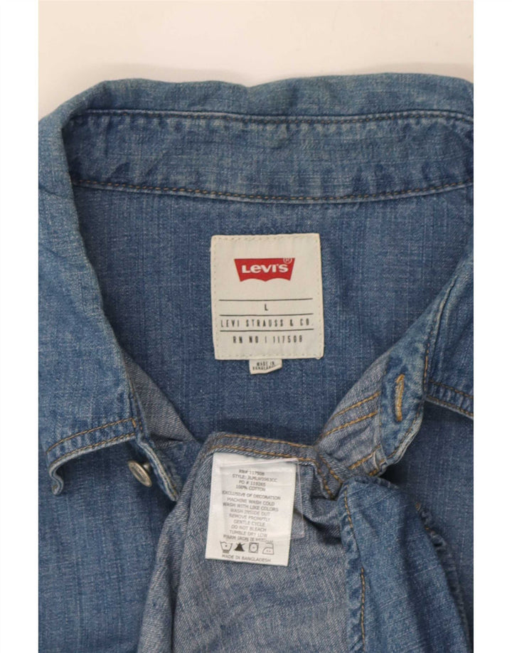 Camisa jeans masculina Levi's grande algodão azul