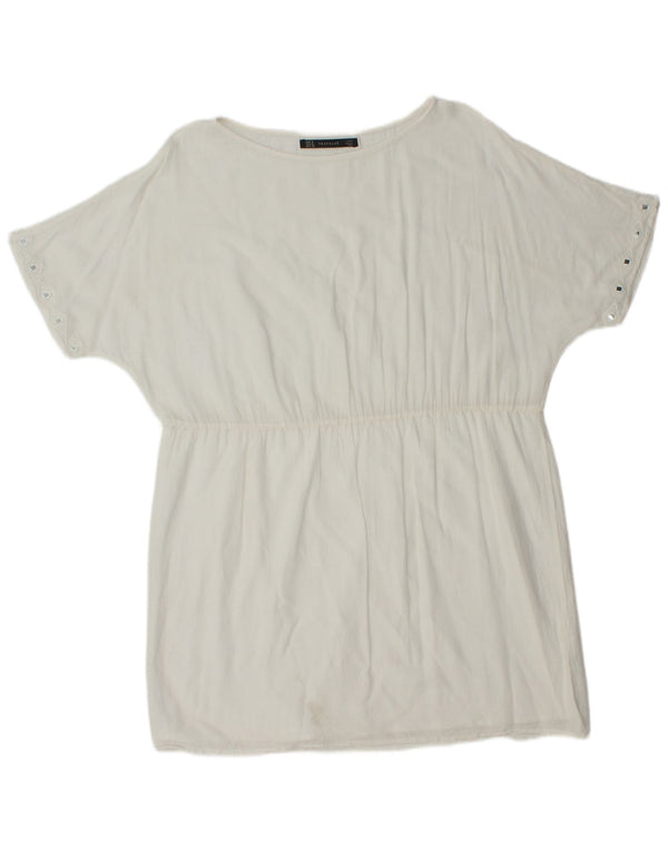 Blusa oversized feminina Zara UK 14 poliéster branco médio