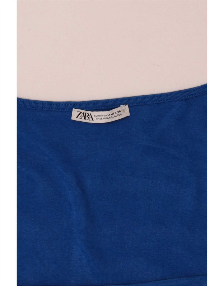 Zara Womens Crop Top UK 12 Médio Azul