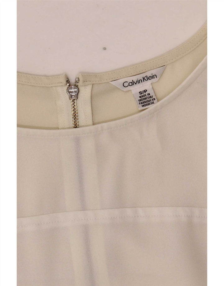Vestido feminino Calvin Klein Shift UK 10 pequeno bloco colorido branco