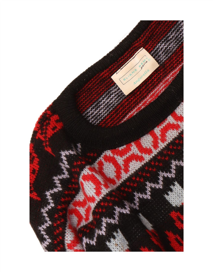 Suéter vintage masculino com gola redonda, acrílico floral médio multicolorido