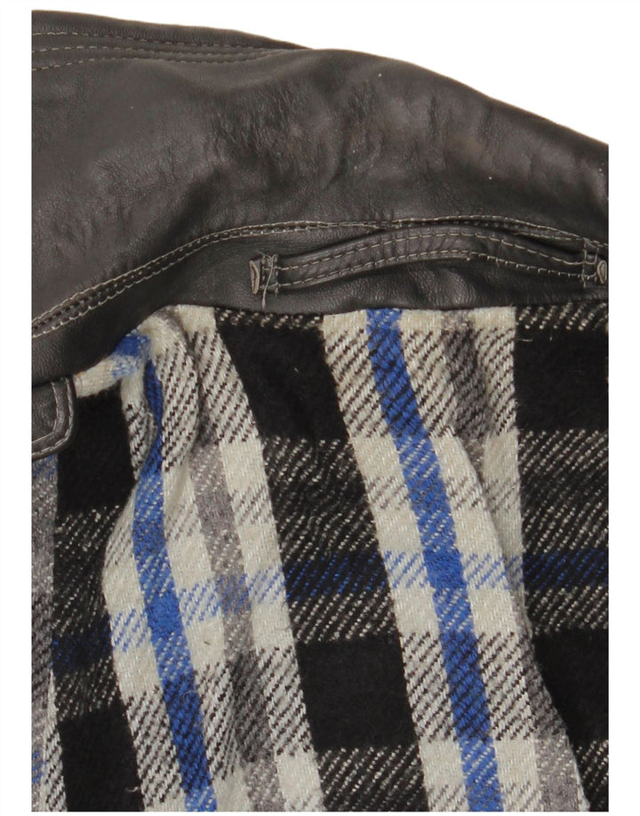 Casaco impermeável masculino de couro VINTAGE Reino Unido 38 couro preto médio