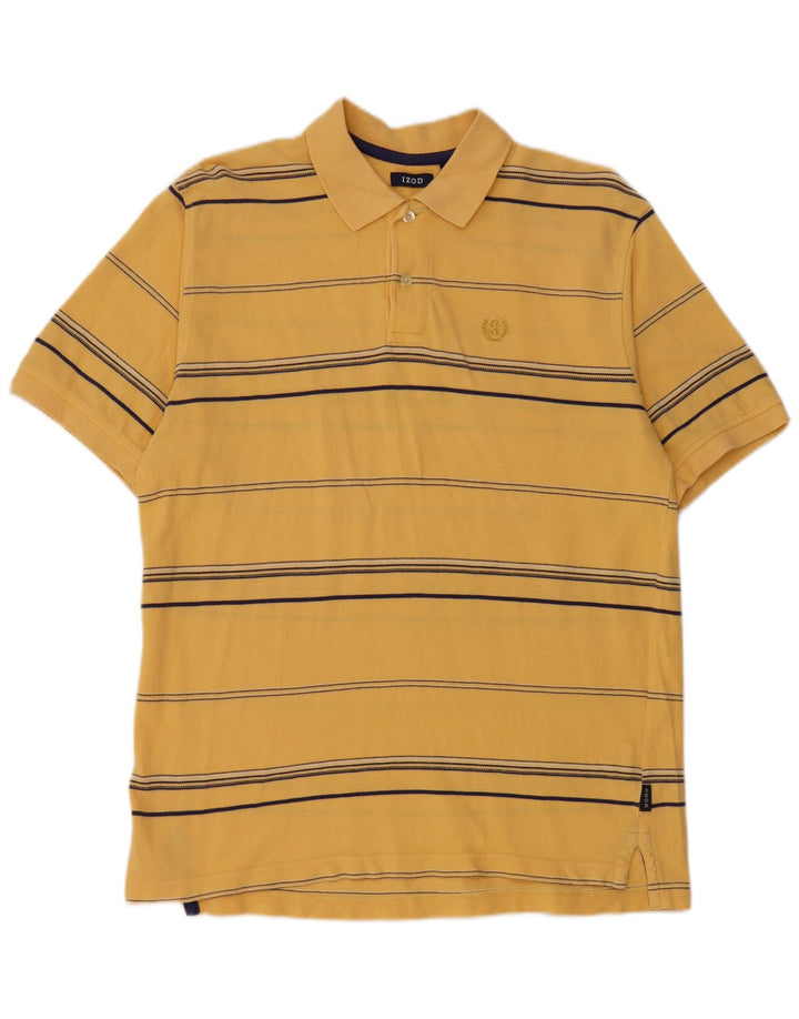 Camisa polo masculina IZOD algodão listrado amarelo médio