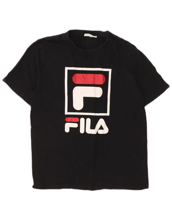 Fila Mens Graphic T-Shirt Top XS Algodão Preto